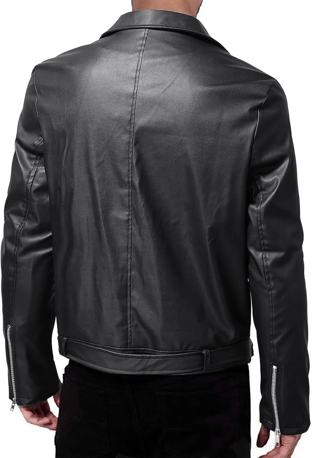 Leather Jacket Men Long Sleeve Bomber Motorcycle Jackets Zip Up Outwear Sports Basic Biker Winter Coat with Pockets