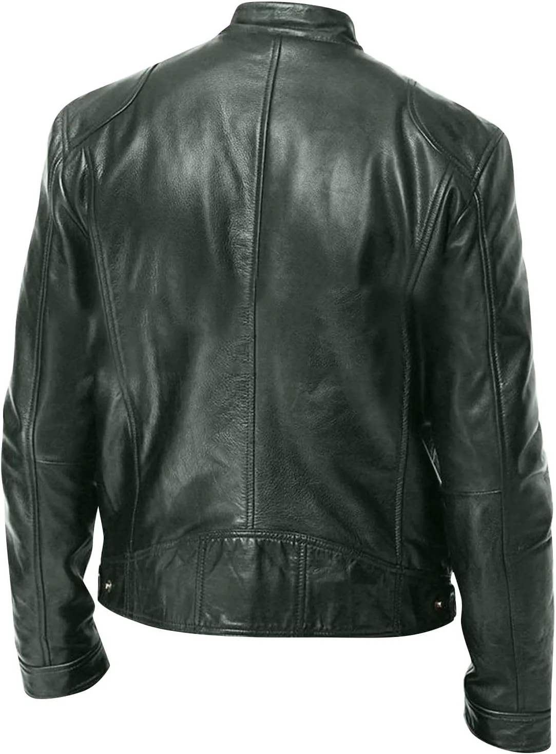 Leather Jacket Men Long Sleeve Bomber Motorcycle Jackets Zip Up Outwear Sports Basic Biker Winter Coat with Pockets