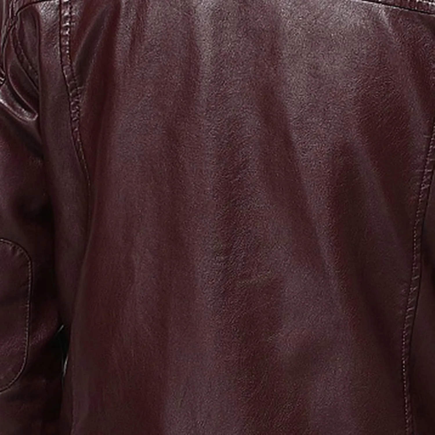 Leather Jacket Men Trendy Stand Collar Slim Fit Faux Leather Jacket Zip-Up Motorcycle Biker Coat with Pockets