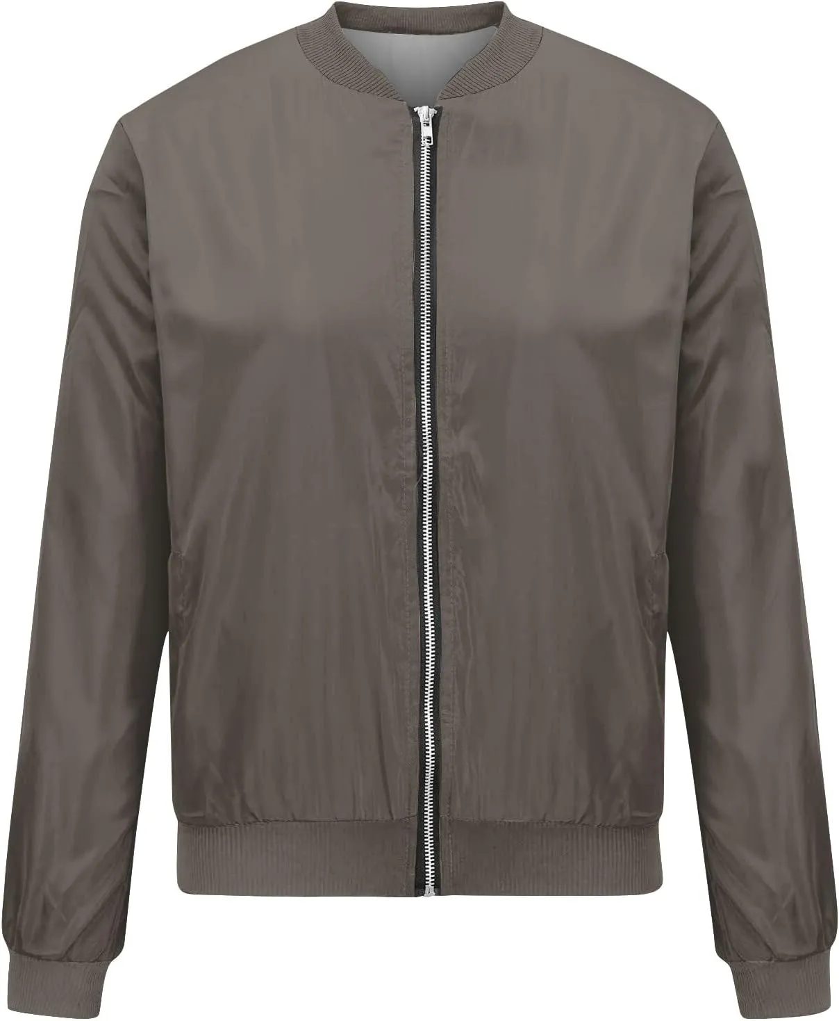 Light Jackets for Women Stand Collar Zip Up Long Sleeve Jacket with Pockets Solid Color Running Sweatshirts Jackets