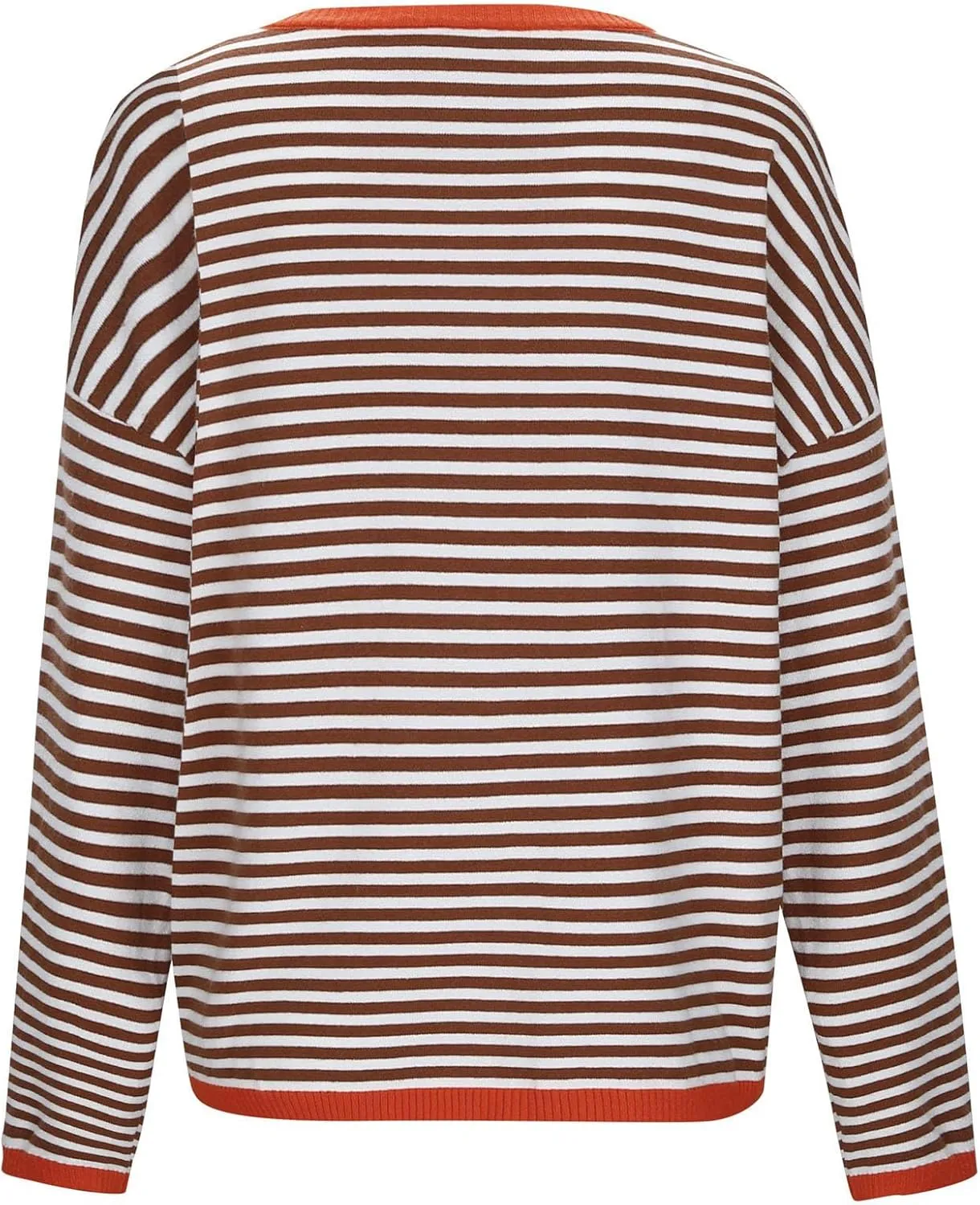 Light Sweatshirt for Women Fashion Casual Round Neck Striped Tops Long Sleeved Sweater Hoodless Hoodie