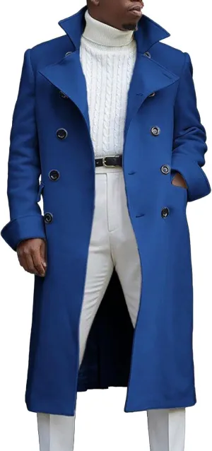 Long Coat Men Coat Autumn British Woolen Double Breasted Extended Coat Men'S Wool Jackets Coats Trench Coat Mens