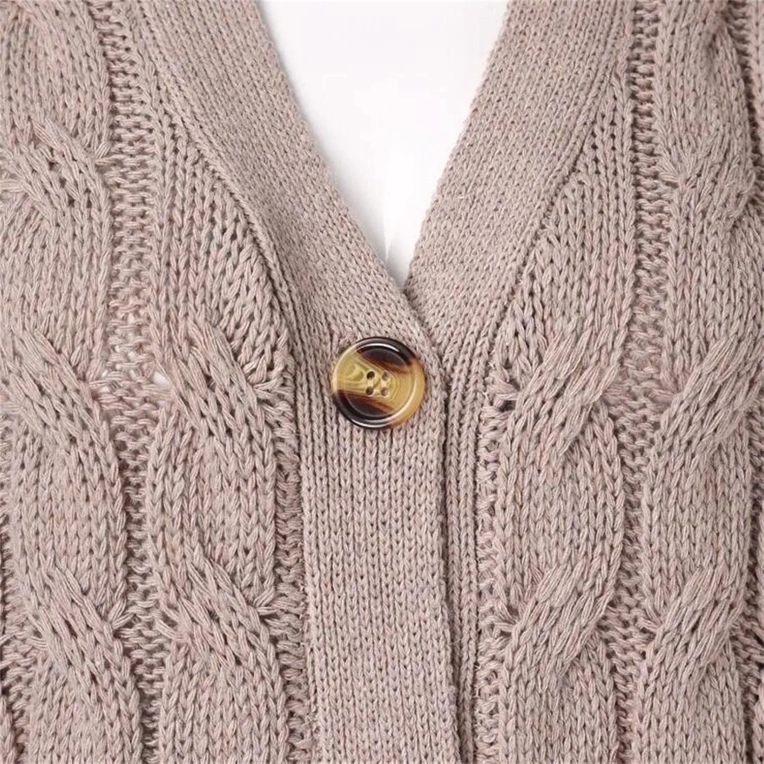 Long Sleeve Cable Knit Long Cardigan for Women 2024 Fall Winter Open Front Button Chunky Sweaters with Pockets