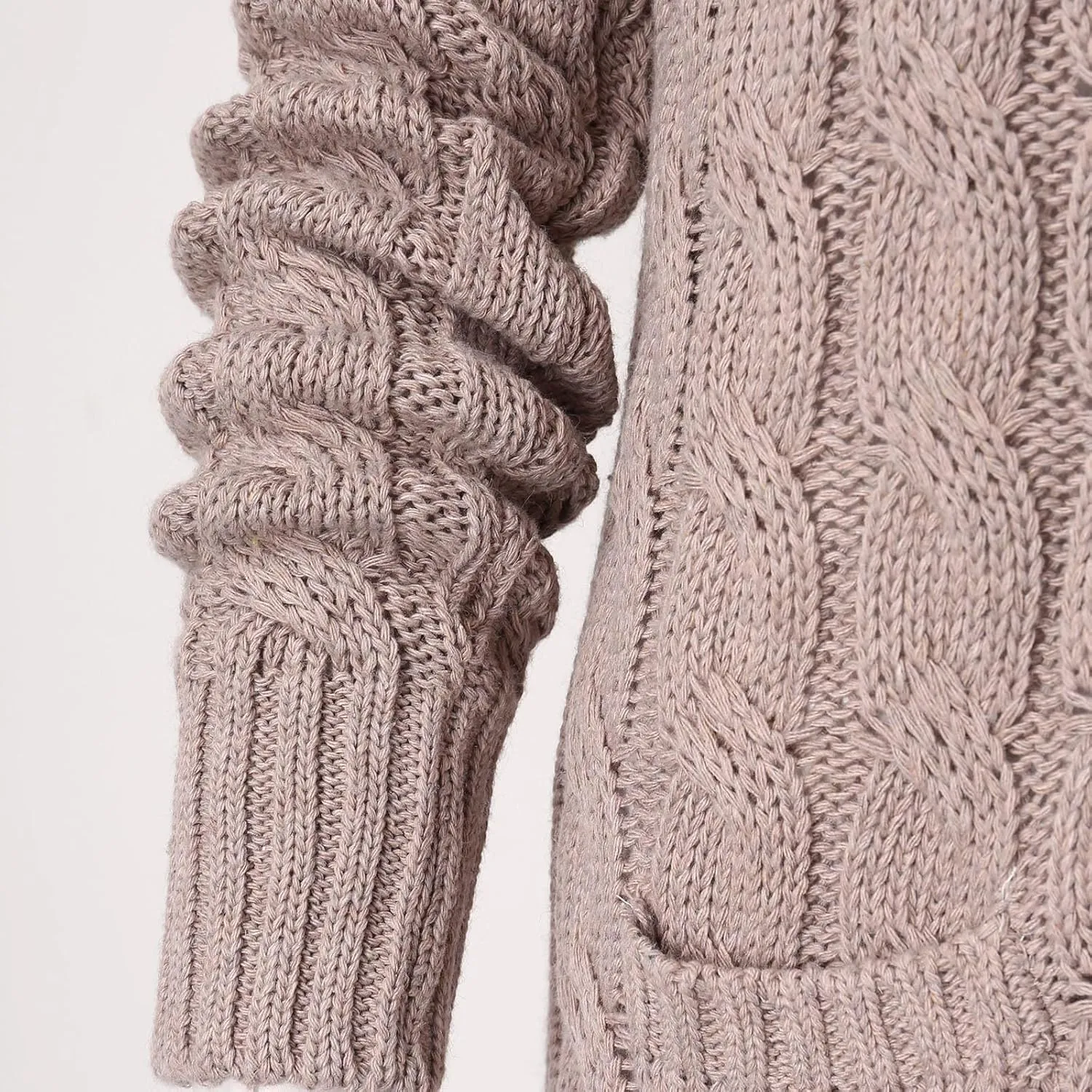 Long Sleeve Cable Knit Long Cardigan for Women 2024 Fall Winter Open Front Button Chunky Sweaters with Pockets