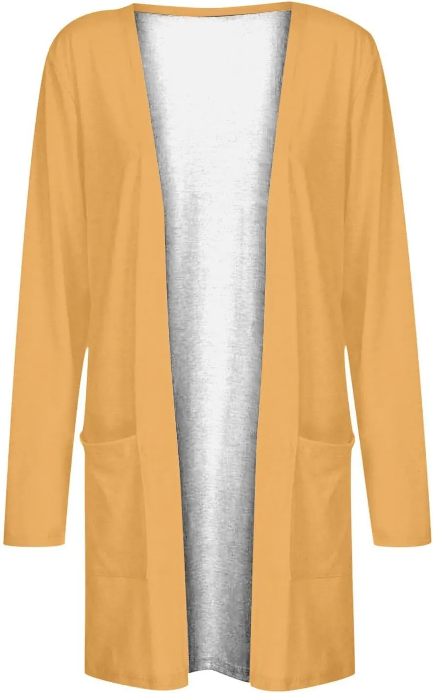 Long Sleeve Cardigan for Women Trendy Open Front Kimono Sweatshrits with Pockets Lightweight Casual Shirts Tops