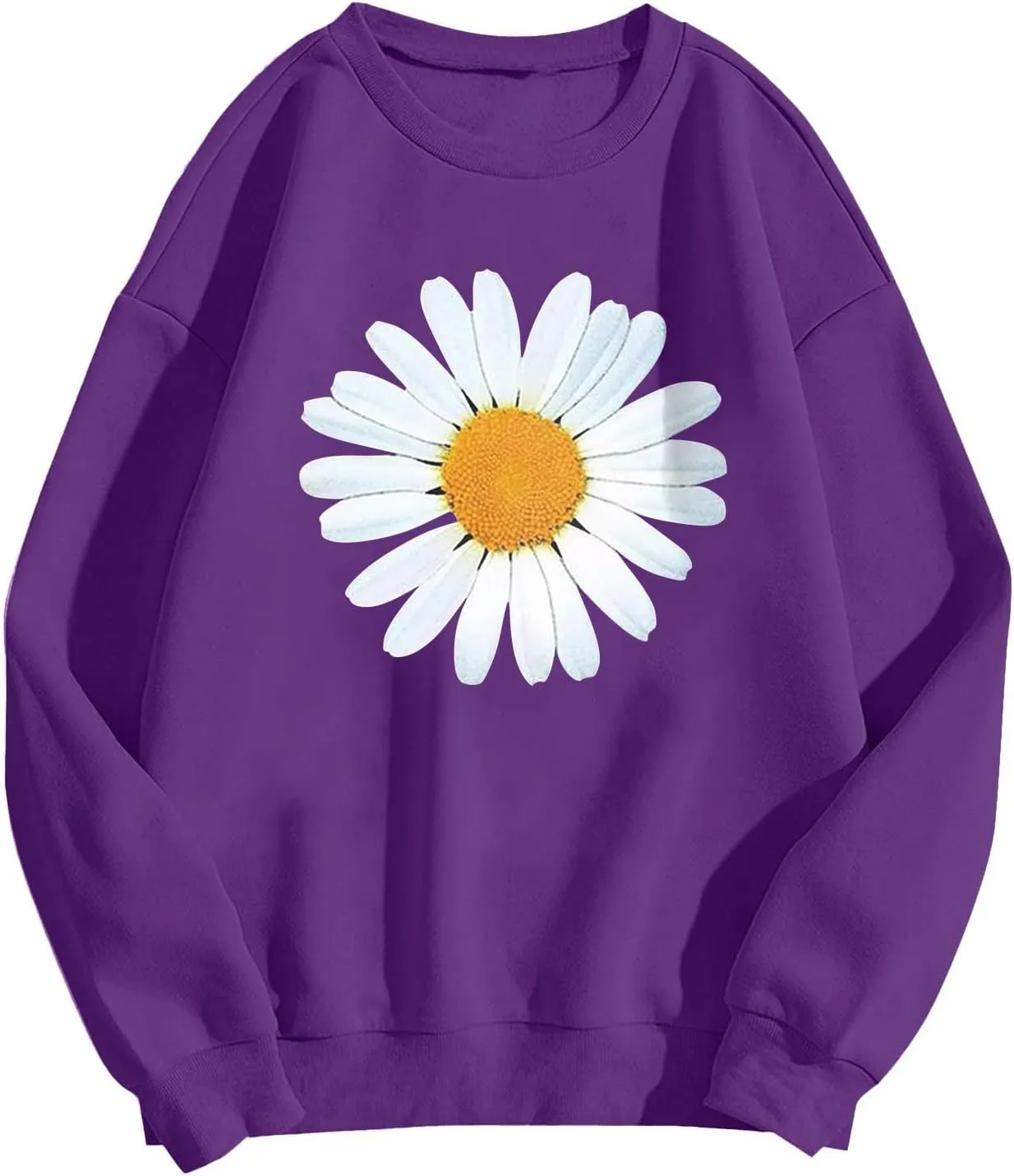 Loose Hoodie for Girls Floral Printed Long Sleeve Crewneck Relaxed Fit Pullover Tops Vintage Streetwear Sweatshirts