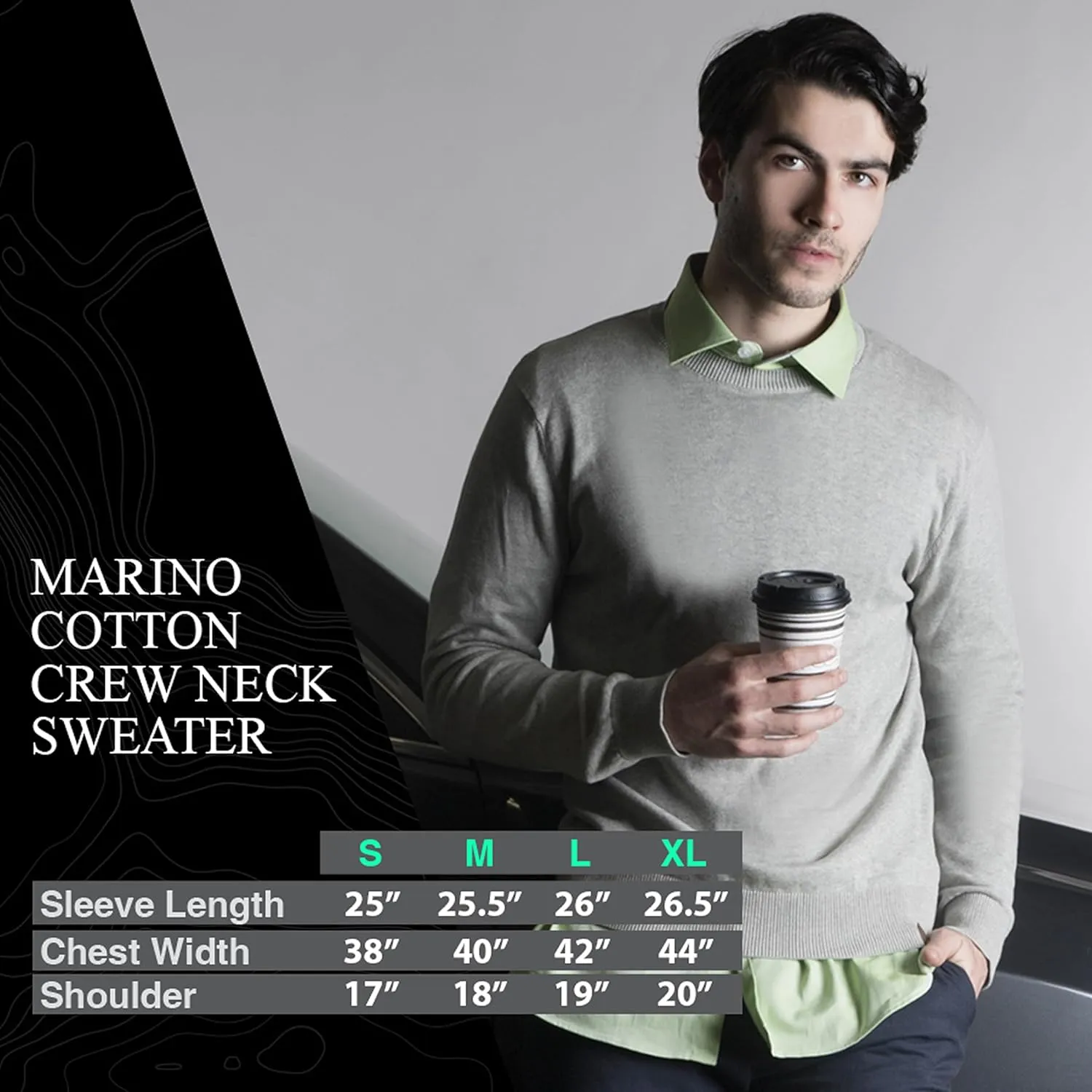 Marino Cotton Sweaters for Men - Lightweight Crewneck Men’s Pullover