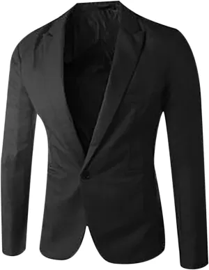 Men Casual Suit Blazer Jackets Lightweight Sports Coats One Button Casual Business Notched Lapel Slim Fit Daily Blazer