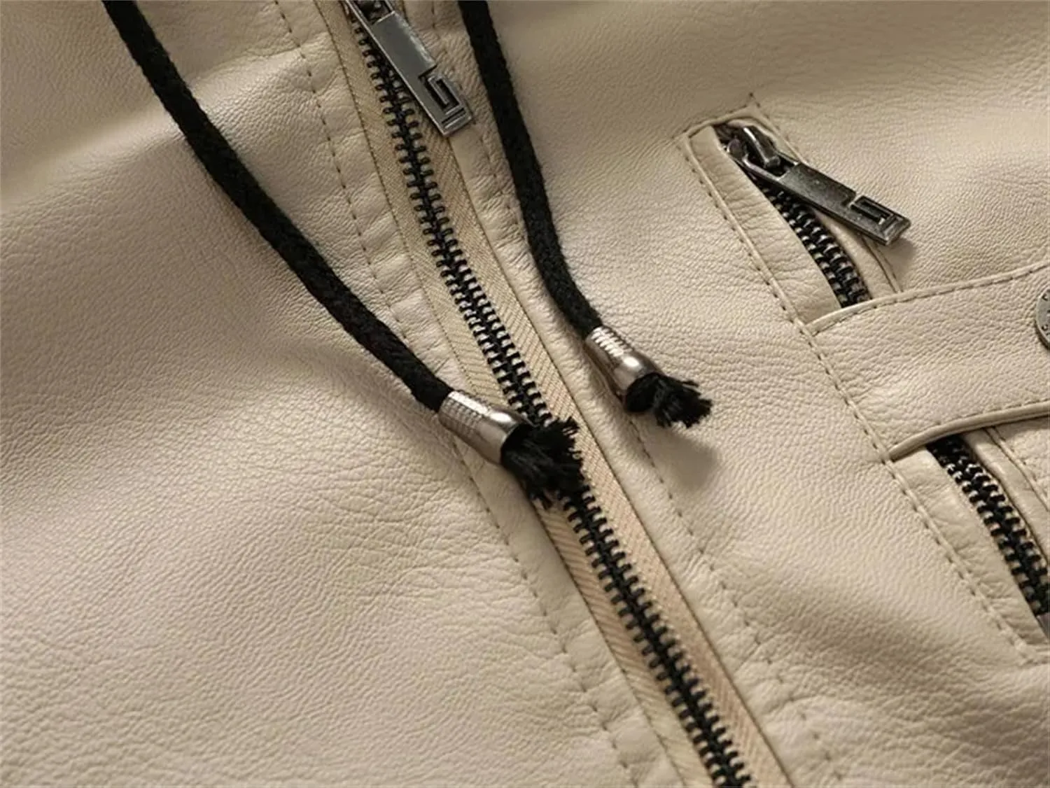 Men Hooded Leather Jackets Vintage Slim Fit Motorcycle PU Leather Coats Men Fleece Warm Leather Coats