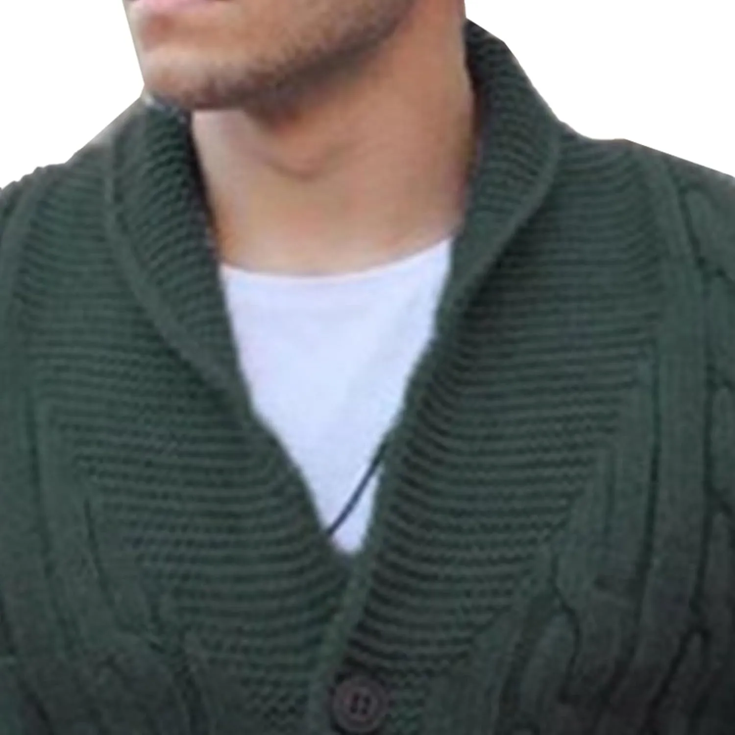 Men V Neck Button-Down Cardigan Casual Shawl Collar Button up Sweaters Cable Knit Ribbed Cardigans Sweater