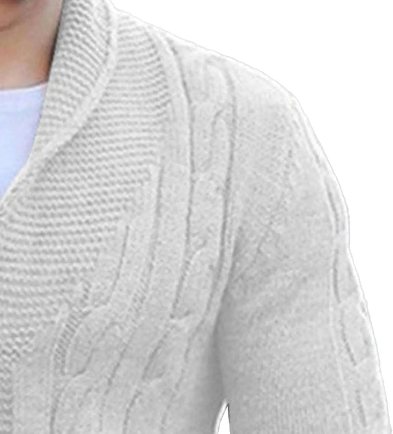 Men V Neck Button-Down Cardigan Casual Shawl Collar Button up Sweaters Cable Knit Ribbed Cardigans Sweater