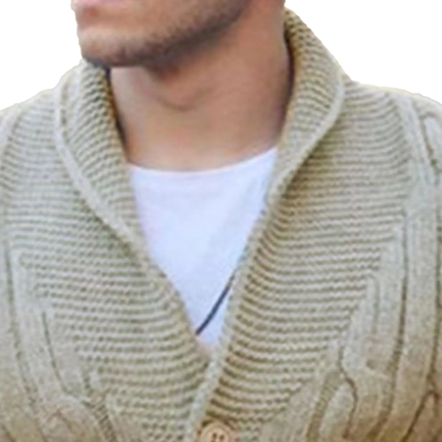 Men V Neck Button-Down Cardigan Casual Shawl Collar Button up Sweaters Cable Knit Ribbed Cardigans Sweater