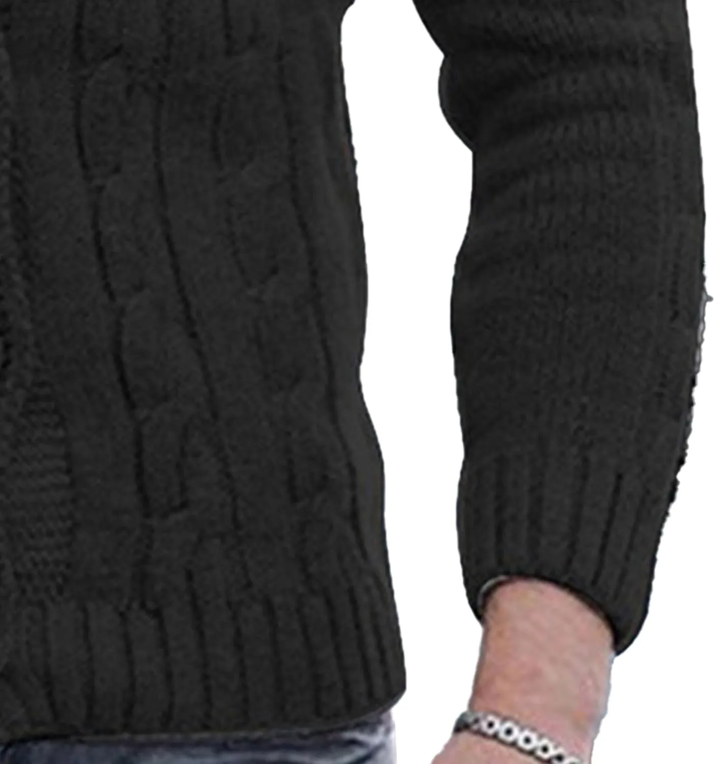 Men V Neck Button-Down Cardigan Casual Shawl Collar Button up Sweaters Cable Knit Ribbed Cardigans Sweater