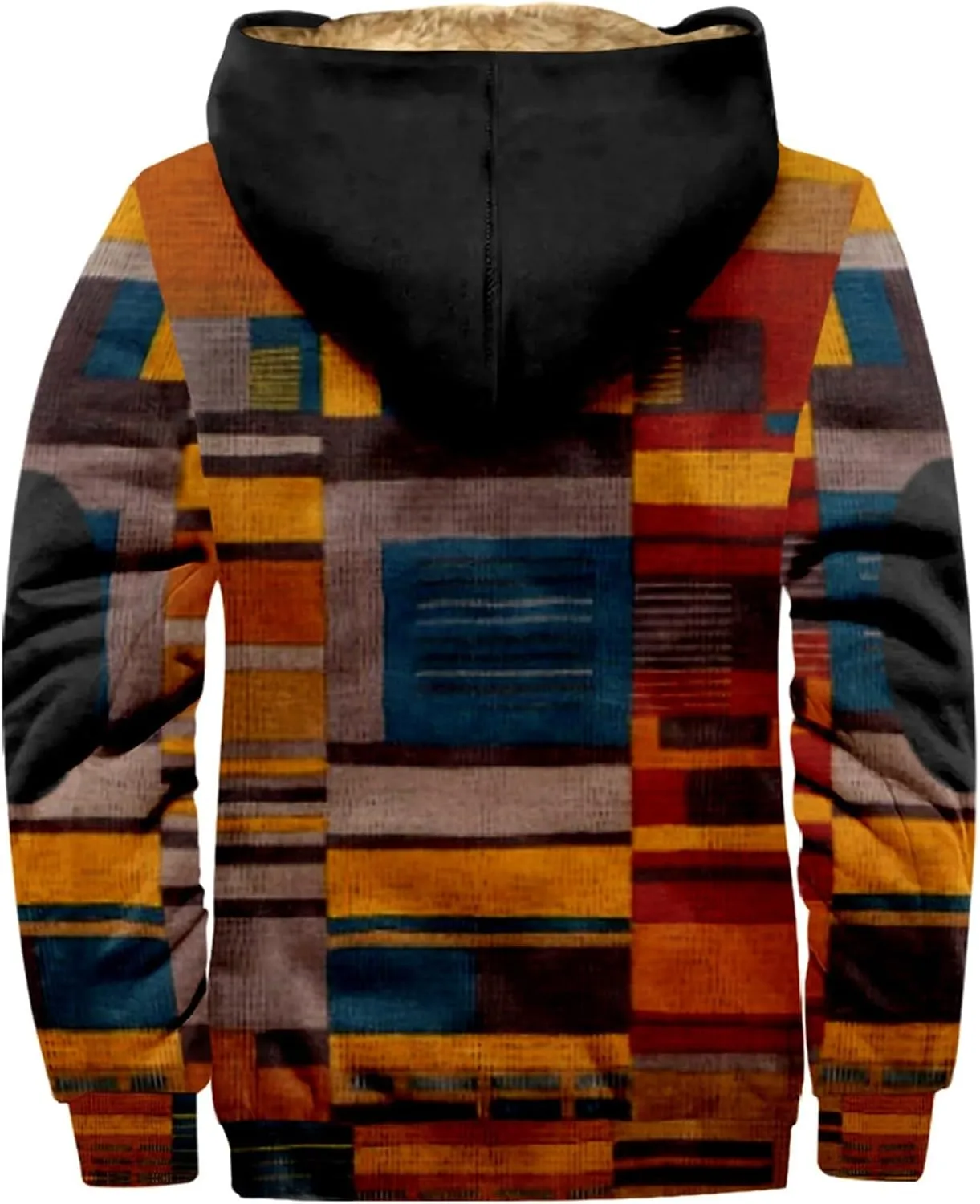 Men Winter Heavyweight Fleece Lined Sherpa Hooded Coats Plus Size Zipper Warm Long Sleeve Jacket for Mens
