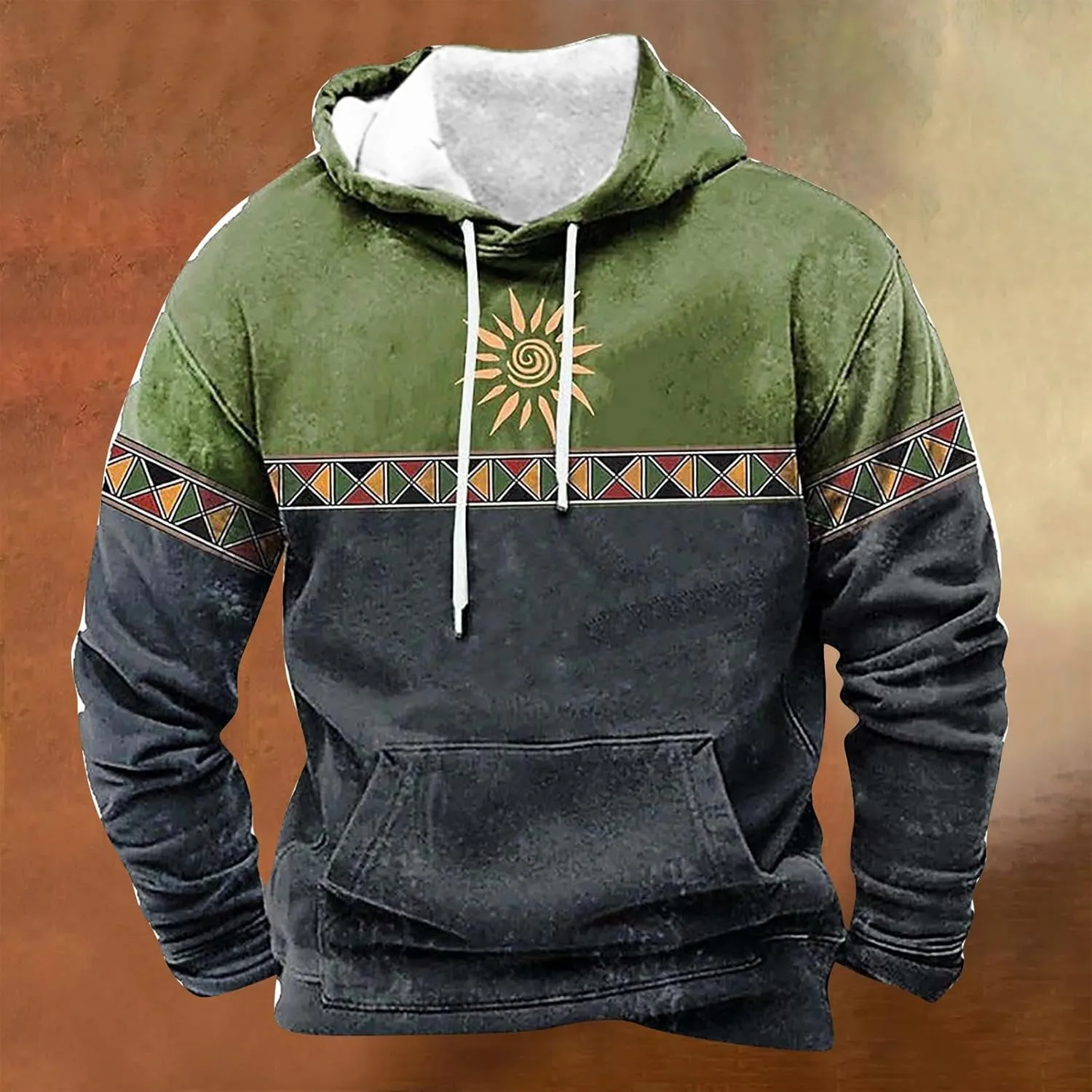 Men's Blue, Black, Brown Polyester Classic Hoodie with Half Sleeve and Hooded Neck