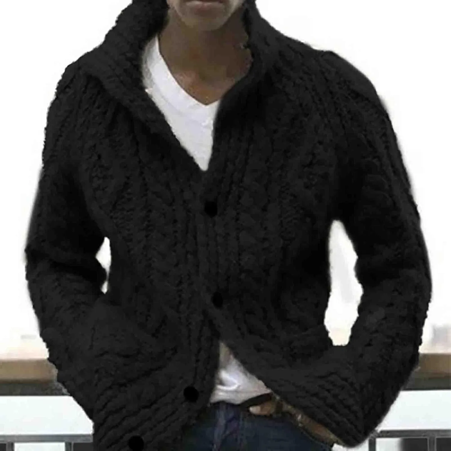 Mens Cardigan Sweaters Button Down Cardigan Sweaters Lightweight Open Front Cable Knit Cardigan Jacket Coats Clothing