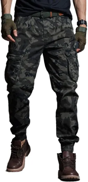 Men's Cargo Joggers Work Camo Chino Utility Combat Pants Trousers with Multi Pockets for Fall and Winter