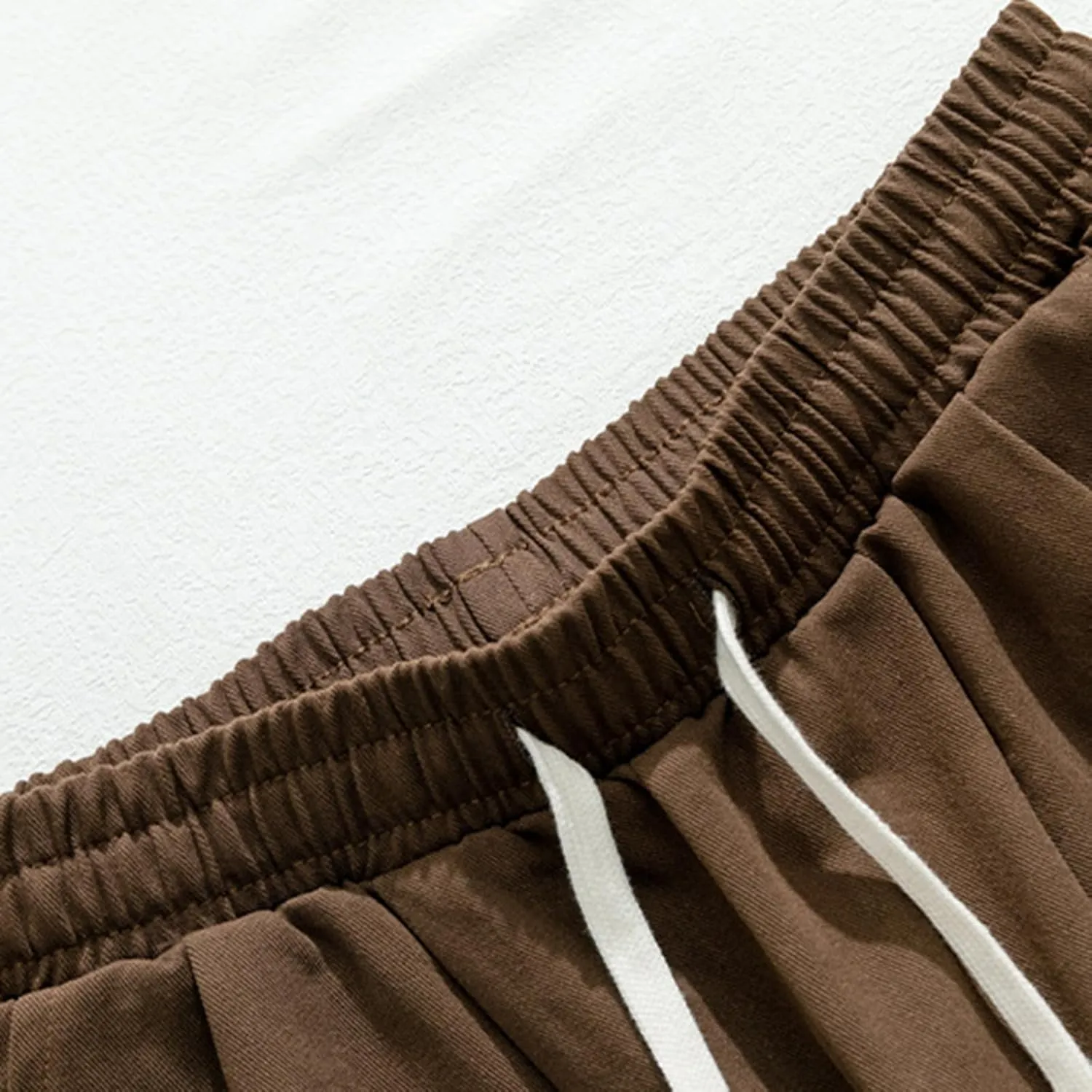 Men's Casual Cotton Pants Relaxed Fit Elastic Waist Drawstring Chino Pants Loose Fit Wide Leg Straight Trousers with Pockets