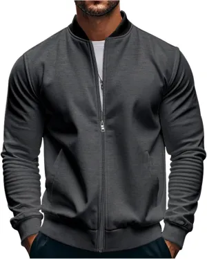 Men's Classic Bomber Jacket Lightweight Spring Fall Light Jacket Casual Windbreaker with Pockets for Men