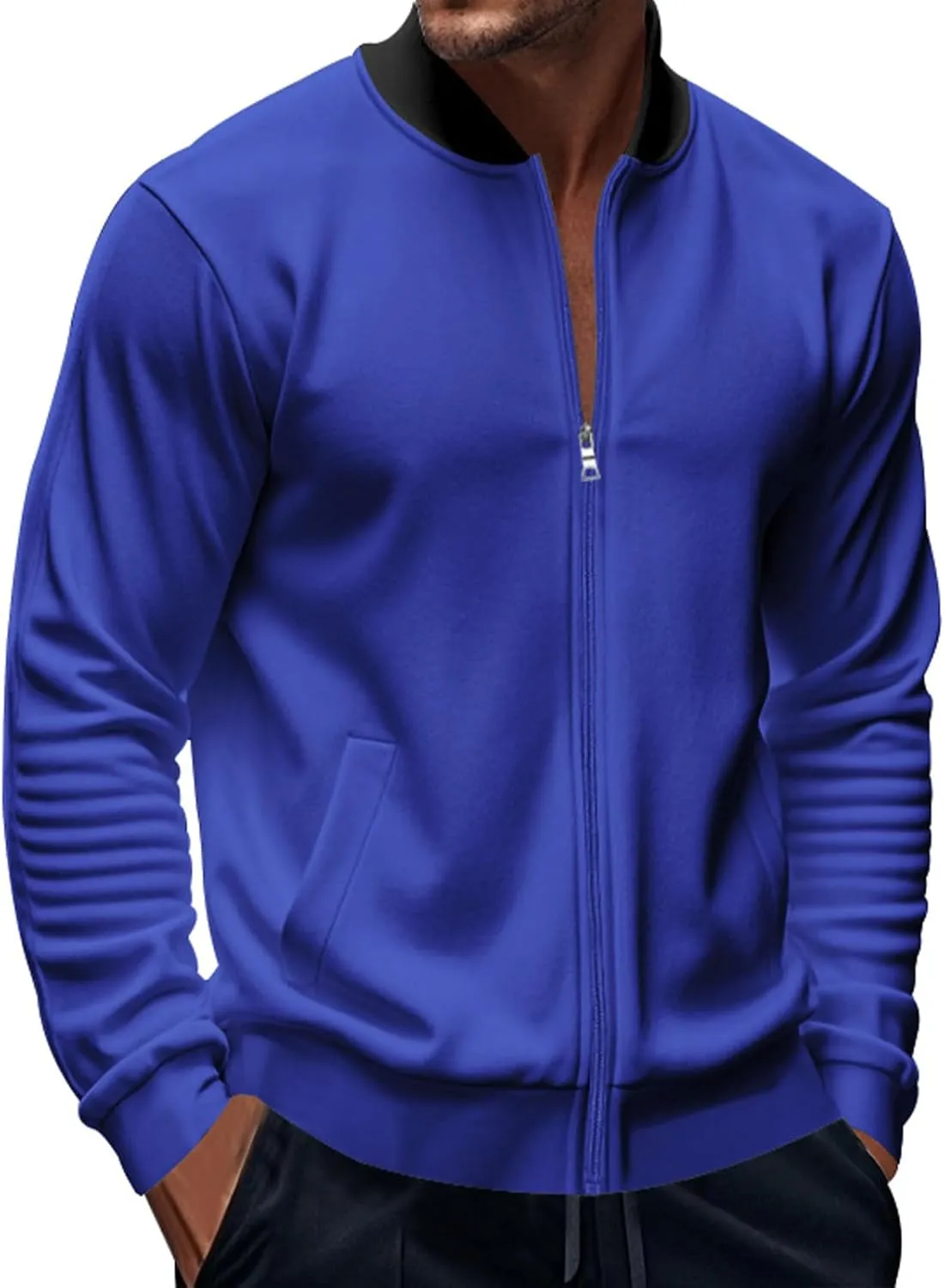 Men's Classic Bomber Jacket Lightweight Spring Fall Light Jacket Casual Windbreaker with Pockets for Men