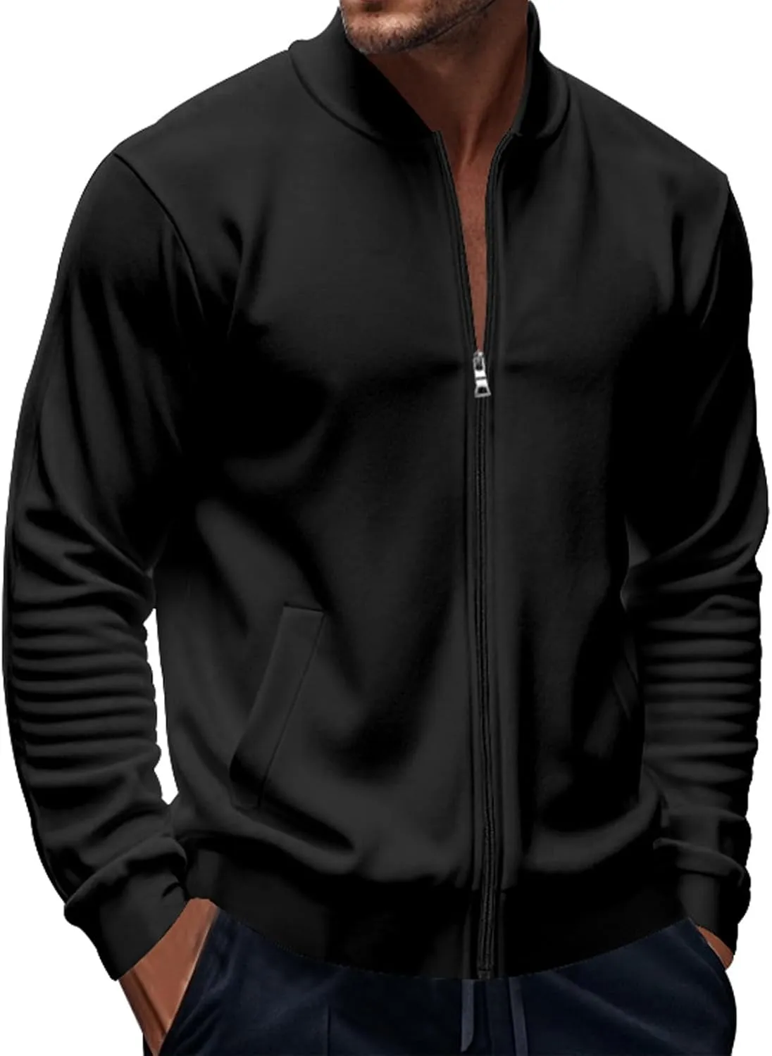 Men's Classic Bomber Jacket Lightweight Spring Fall Light Jacket Casual Windbreaker with Pockets for Men