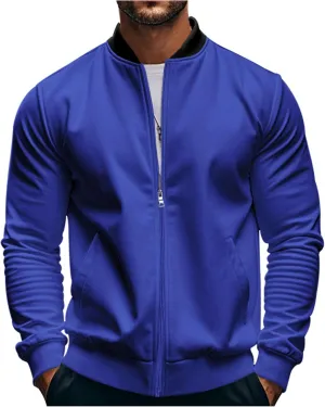 Men's Classic Bomber Jacket Lightweight Spring Fall Light Jacket Casual Windbreaker with Pockets for Men