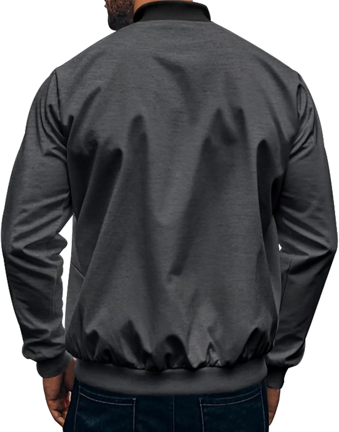 Men's Classic Bomber Jacket Lightweight Spring Fall Light Jacket Casual Windbreaker with Pockets for Men