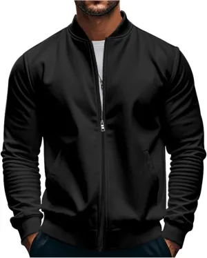 Men's Classic Bomber Jacket Lightweight Spring Fall Light Jacket Casual Windbreaker with Pockets for Men