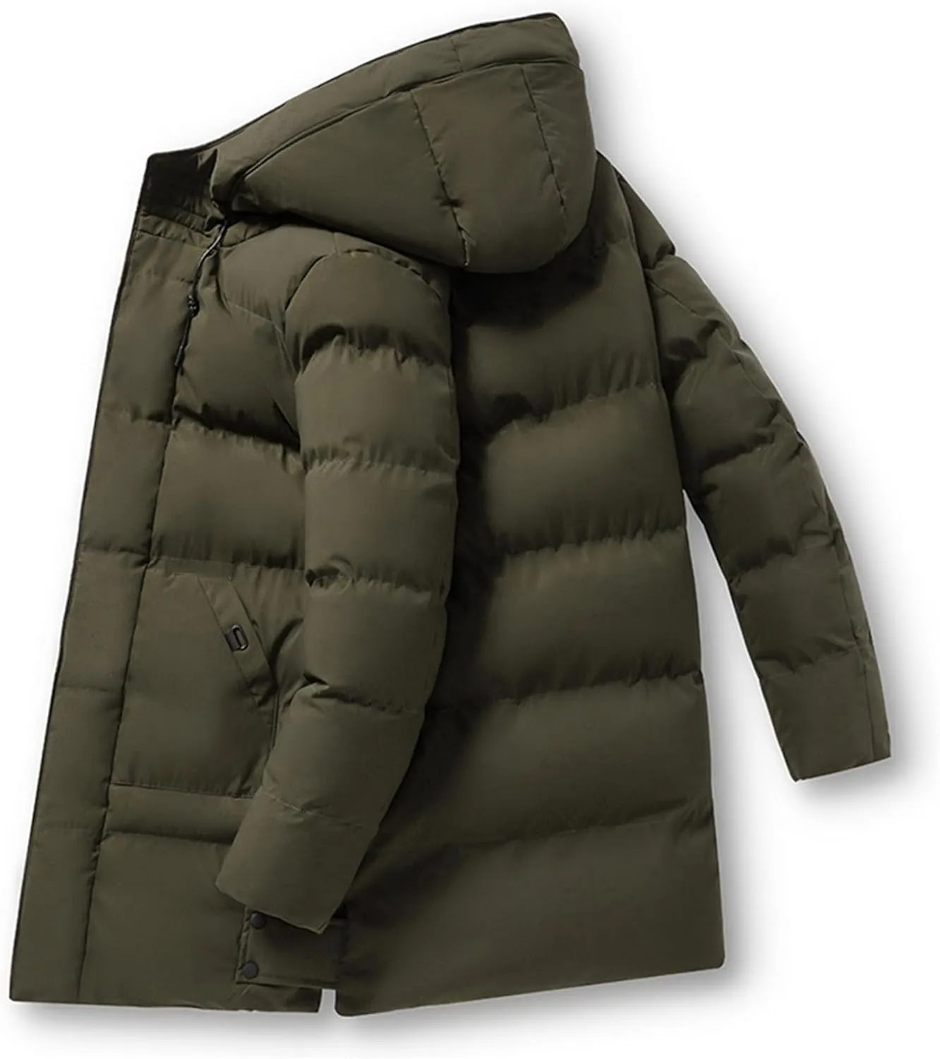 Men'S Classic Windproof Hooded Long Winter Warm Puffer Down Coat Thicken Cotton Puffer Jacket Coat Hooded