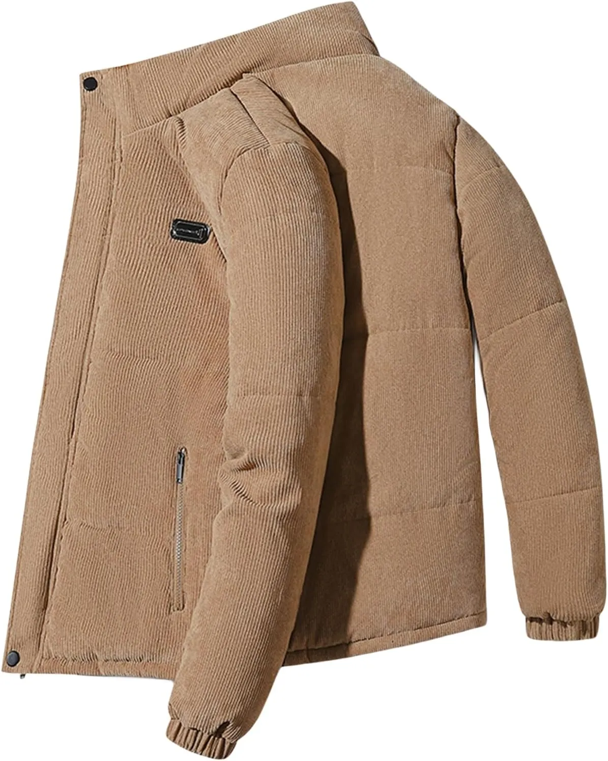 Mens Corduroy Jacket Solid Color Casual Thickened Jackets Sherpa Cotton Lined Coats Loose Outwear Business Coat with Pockets