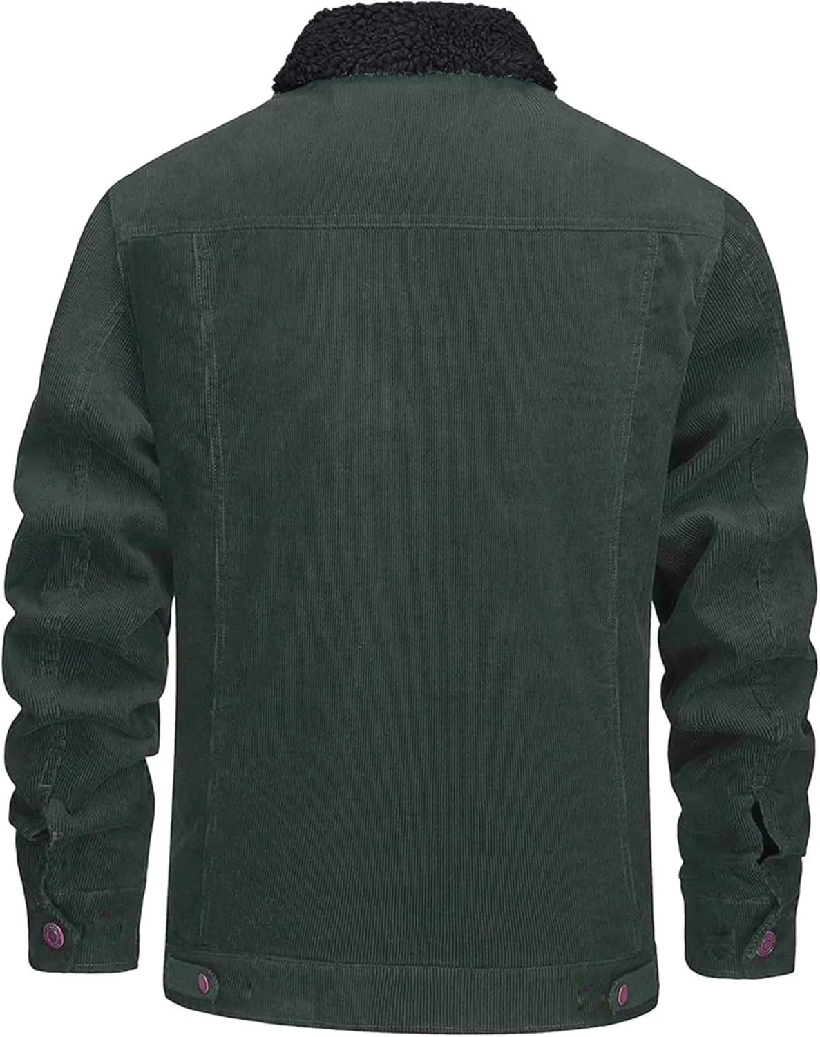 Men's Corduroy Sherpa Lined Trucker Jacket Winter Fleece Warm Coats Work Button Down Fur Collar Shirt Jacket for Men