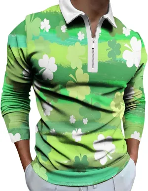 Men's Cotton Jersey Long-Sleeve Polo Shirt Men's Fashion Loose Lapel Classic Polo Shirts Button Down Golf Shirts