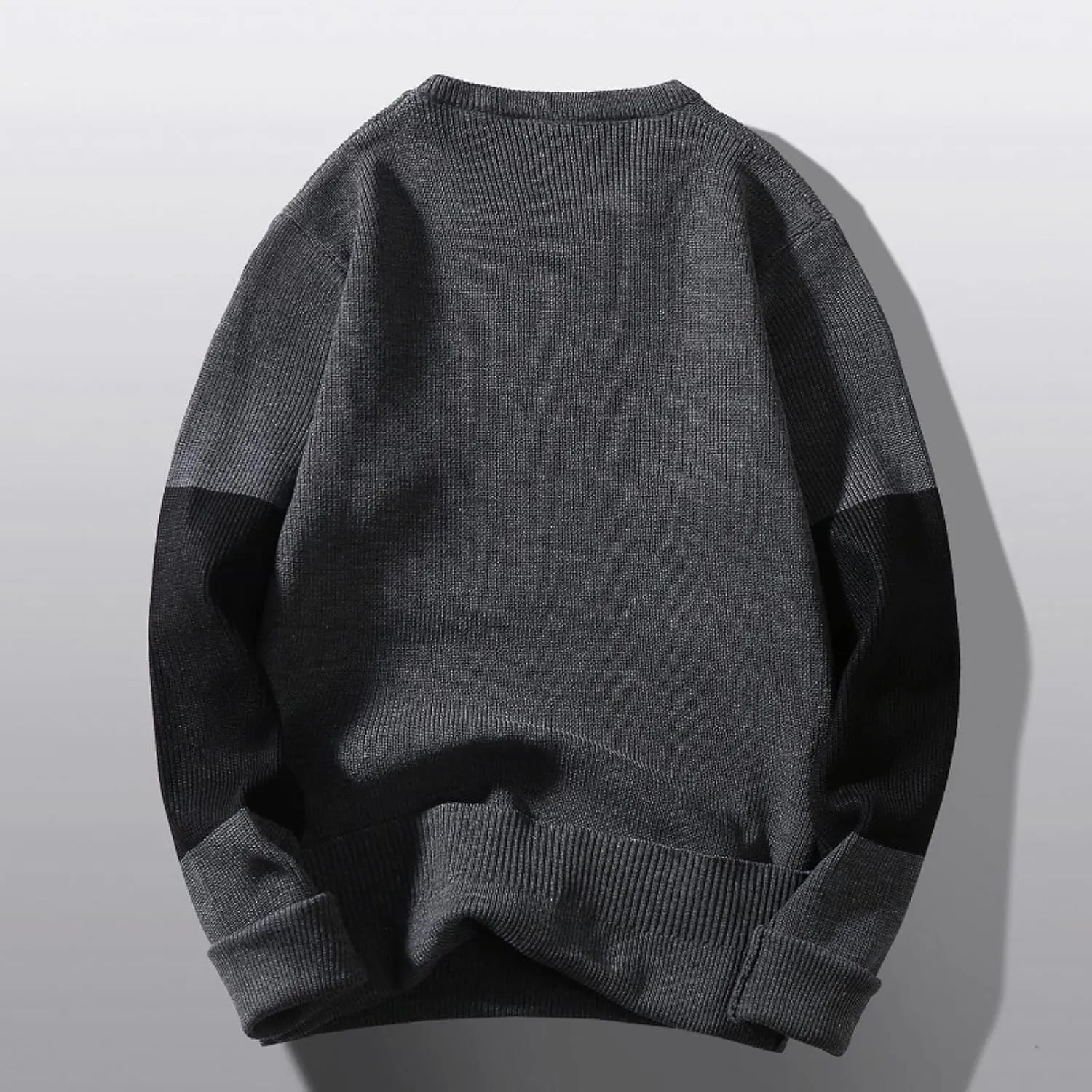 Mens Crewneck Oversized Sweaters Long Sleeve Patchwork Knit Jumper Pullover Stretchy Autumn Fashion Blouse T Shirts