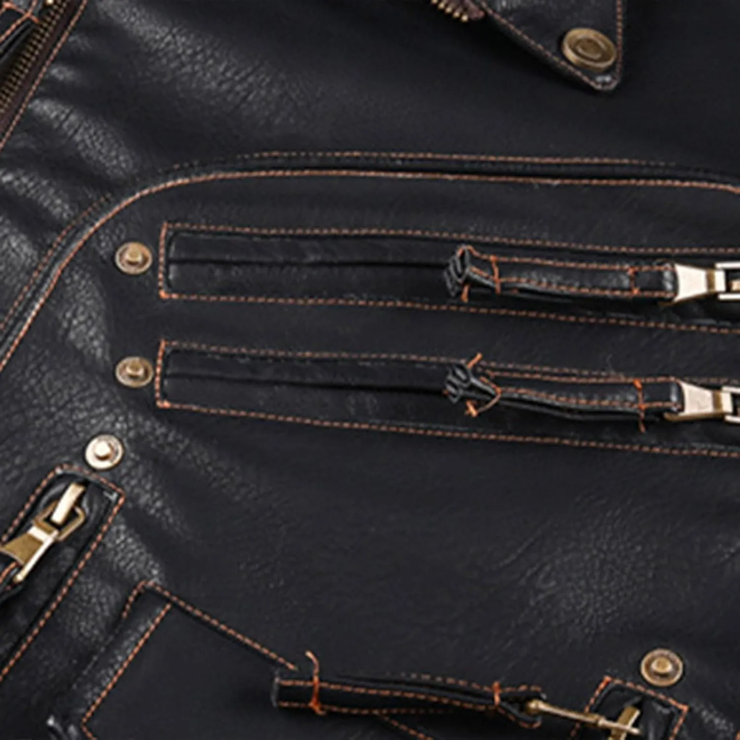 Men's Cropped PU Leather Jacket Casual Faux Leather Motorcycle Jacket Zipper Punk Biker Coat with Pockets