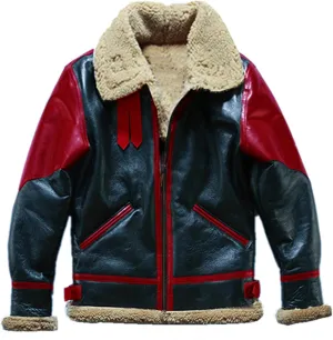 Mens Faux Leather Jacket Fleece Sherpa Lined Zip Up Coat Fur Collar Pu Faux Leather Coats Motorcycle Bomber Outwear