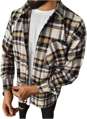 Men's Flannel Shirts, Men's Flannel Shirts Long Sleeve Regular Fit Button Down Fashion Plaid Shirt Jackets for Men