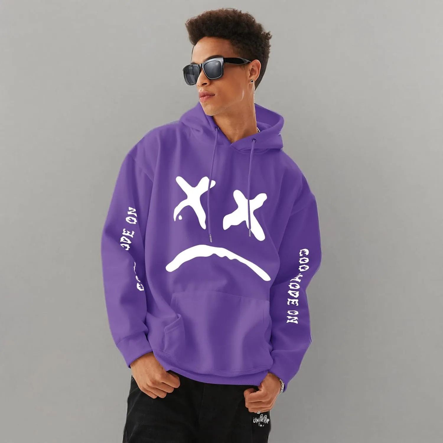 Men's Fleece Pullover Hoodie Sweatshirts Cotton Graphic Casual Streetwear