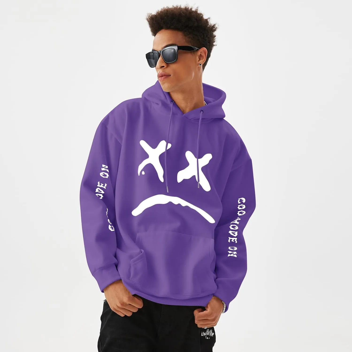 Men's Fleece Pullover Hoodie Sweatshirts Cotton Graphic Casual Streetwear