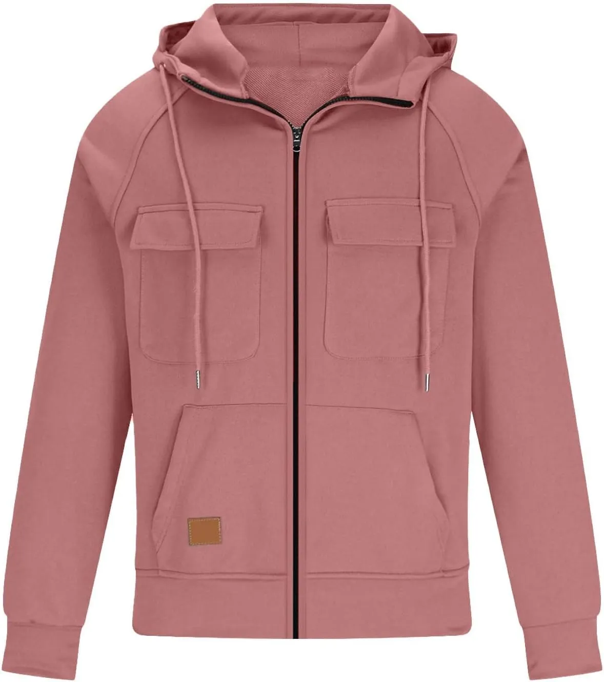 Men's Full-Zip Hoodie with Multiple Pockets, Soft Fleece, Adjustable Drawstring Hood, Casual Wear