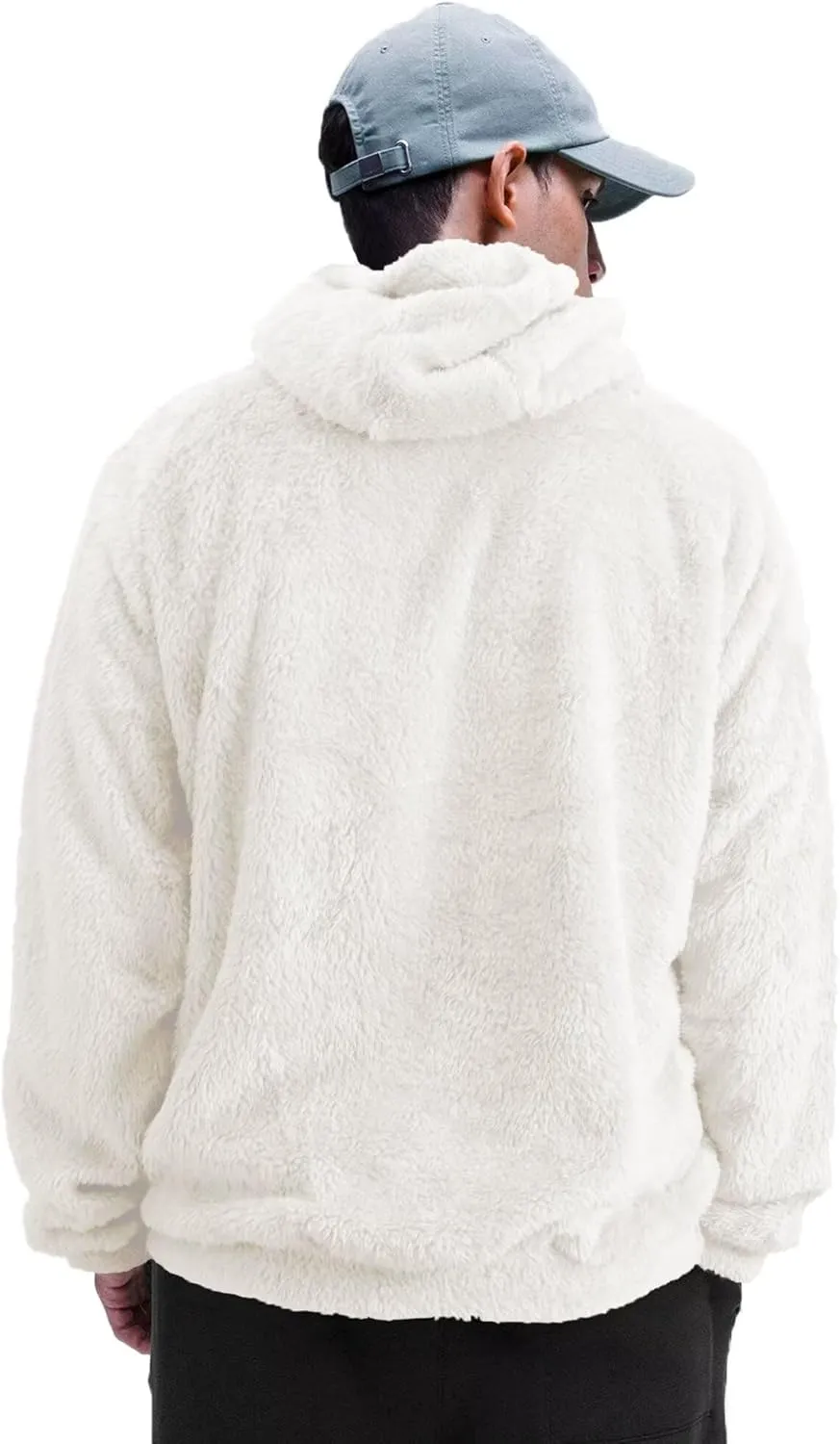 Mens Fuzzy Zip Hoodie Sweatshirt Sherpa Plush Zipper Jacket with Hood for Men