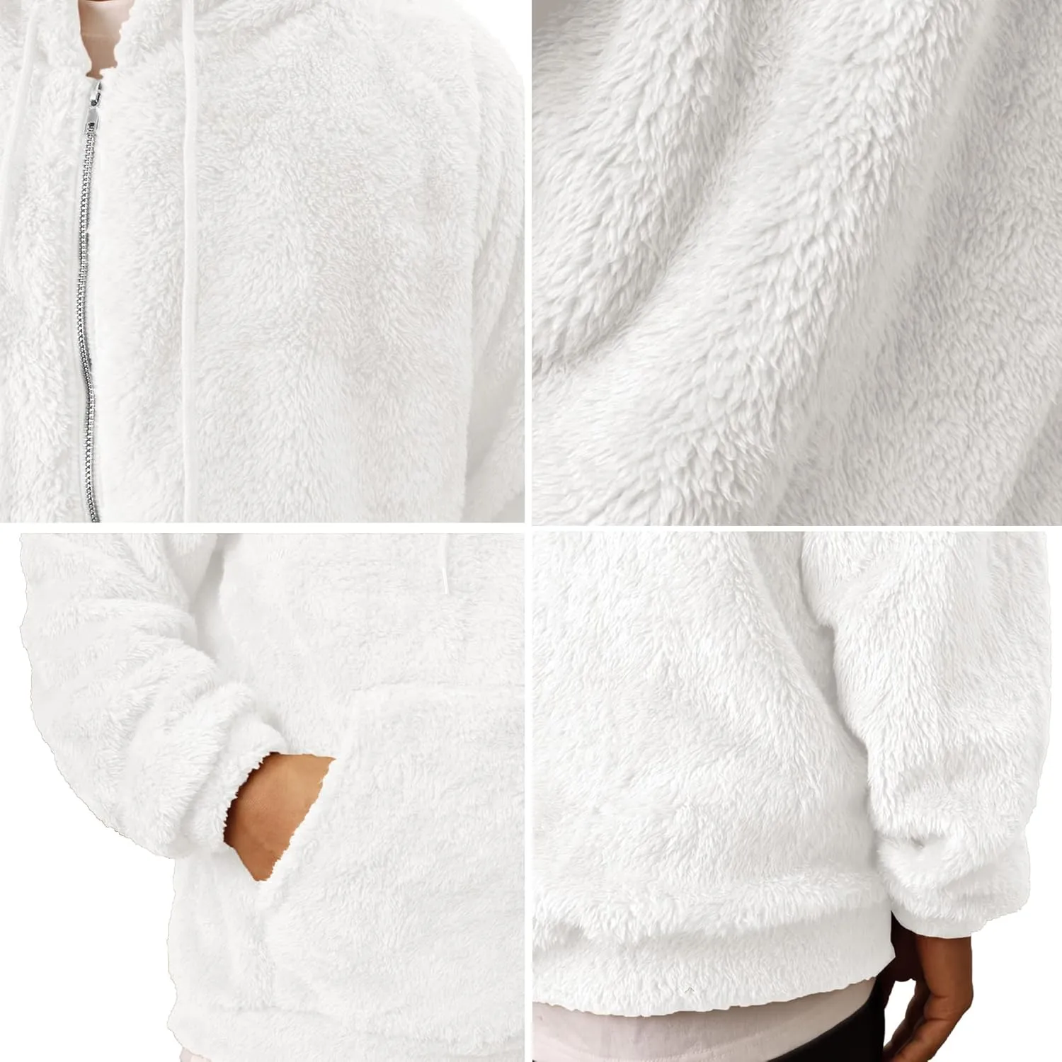 Mens Fuzzy Zip Hoodie Sweatshirt Sherpa Plush Zipper Jacket with Hood for Men