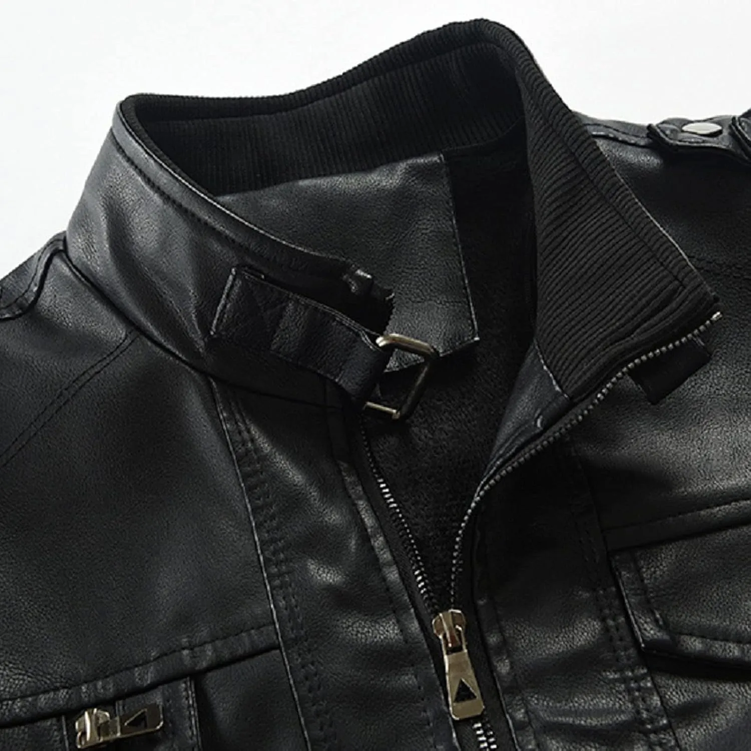 Men's Hooded Leather Coats Fall Winter Motorcycle PU Leather Jackets with Hood, Casual Stylish Zip Up Outerwear