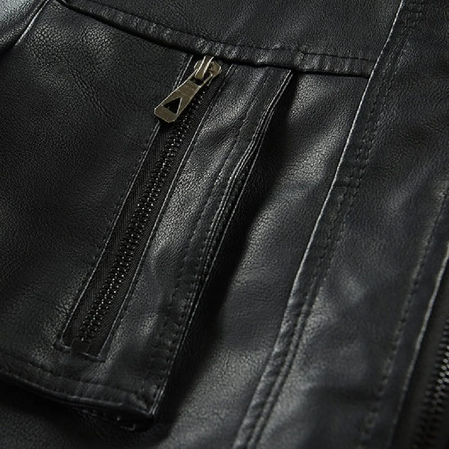 Men's Hooded Leather Coats Fall Winter Motorcycle PU Leather Jackets with Hood, Casual Stylish Zip Up Outerwear