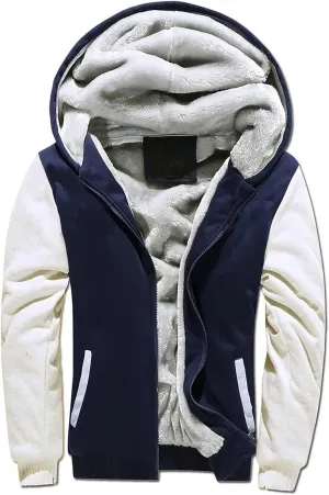 Mens Jacket Winter Heavyweight Workout Zip Long Sleeve Sherpa Lined Warm Hoodie Jackets Sweatshirt Coats Sports,S-5XL