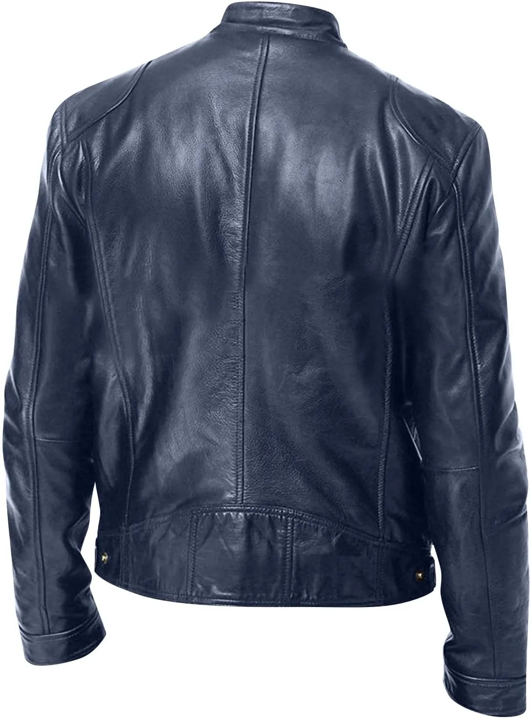 Men'S Leather Jacket Fashion Men Autumn Winter Warm Casual Leather Zipper Long Sleeve Jacket Coat