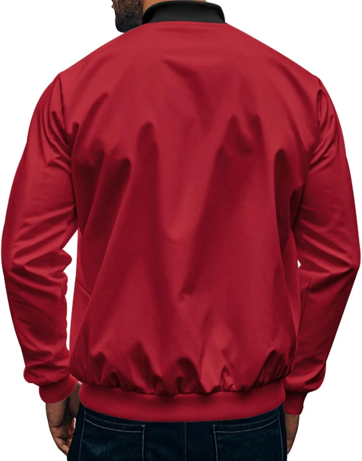 Men's Lightweight Jackets Casual Bomber Stand Collar Jackets with Zip-Up Closure for Golf Work or Fall Outfits