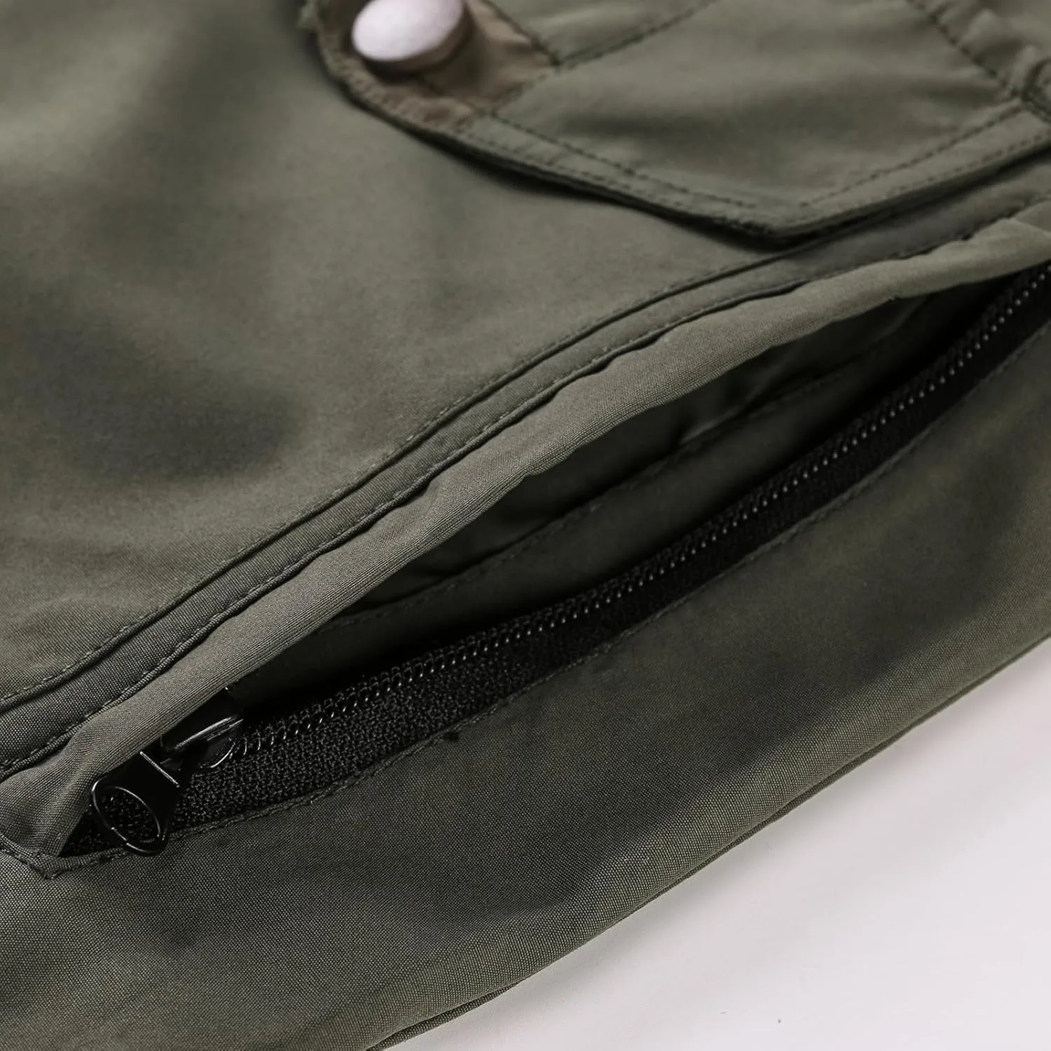 Men's Military Style Jacket Utility Hooded Lightweight Mid-Long Bomber Work Jackets Casual Outwear with Multi Pockets