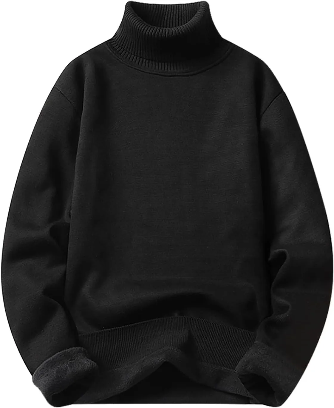 Men's Mock Turtleneck Long Sleeve Solid Color Pullover Knitted Heavyweight Thermal Knitwear Fall Fashion Sweater