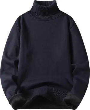 Men's Mock Turtleneck Long Sleeve Solid Color Pullover Knitted Heavyweight Thermal Knitwear Fall Fashion Sweater