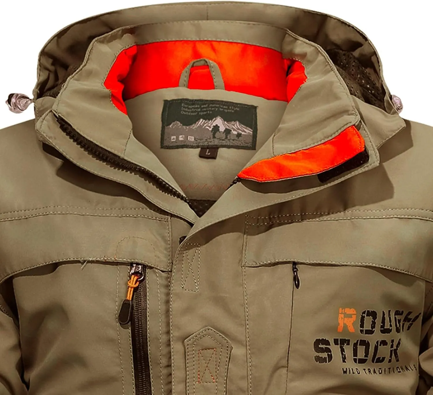 Men's Outdoor Military Jacket Utility Mid-Long Hooded Lightweight Windbreaker Work Jackets Outwear with Multi Pockets